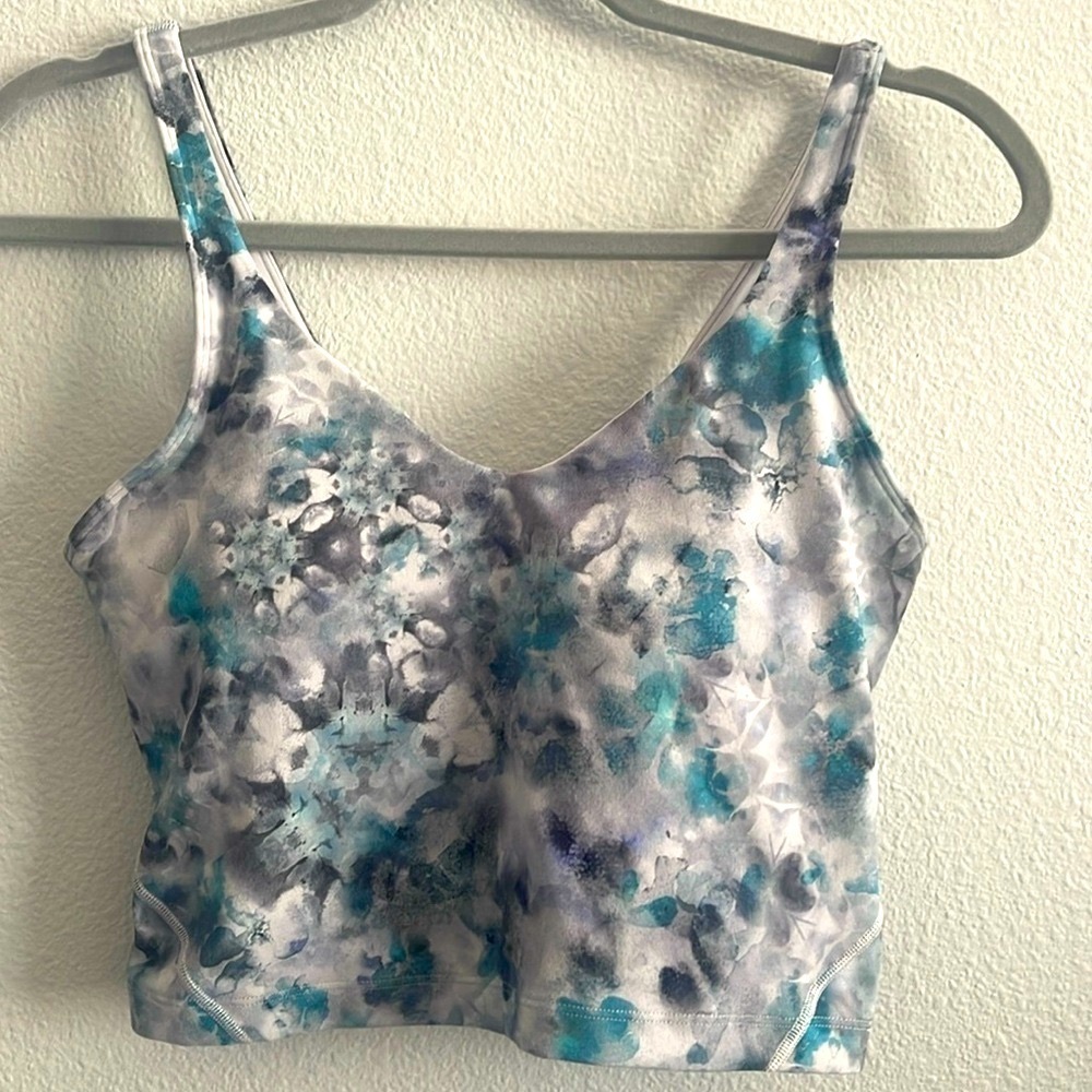 lululemon athletica Teal, Gray and White Floral Tank